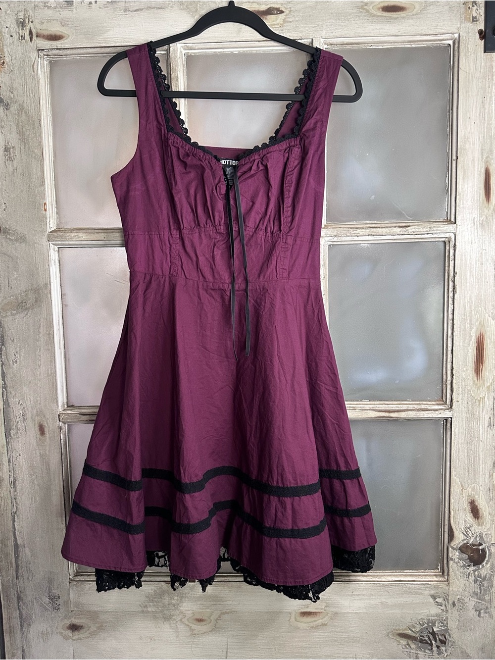 Hot Topic Burgundy Black Lace Corset Dress Medium Gothic Victorian